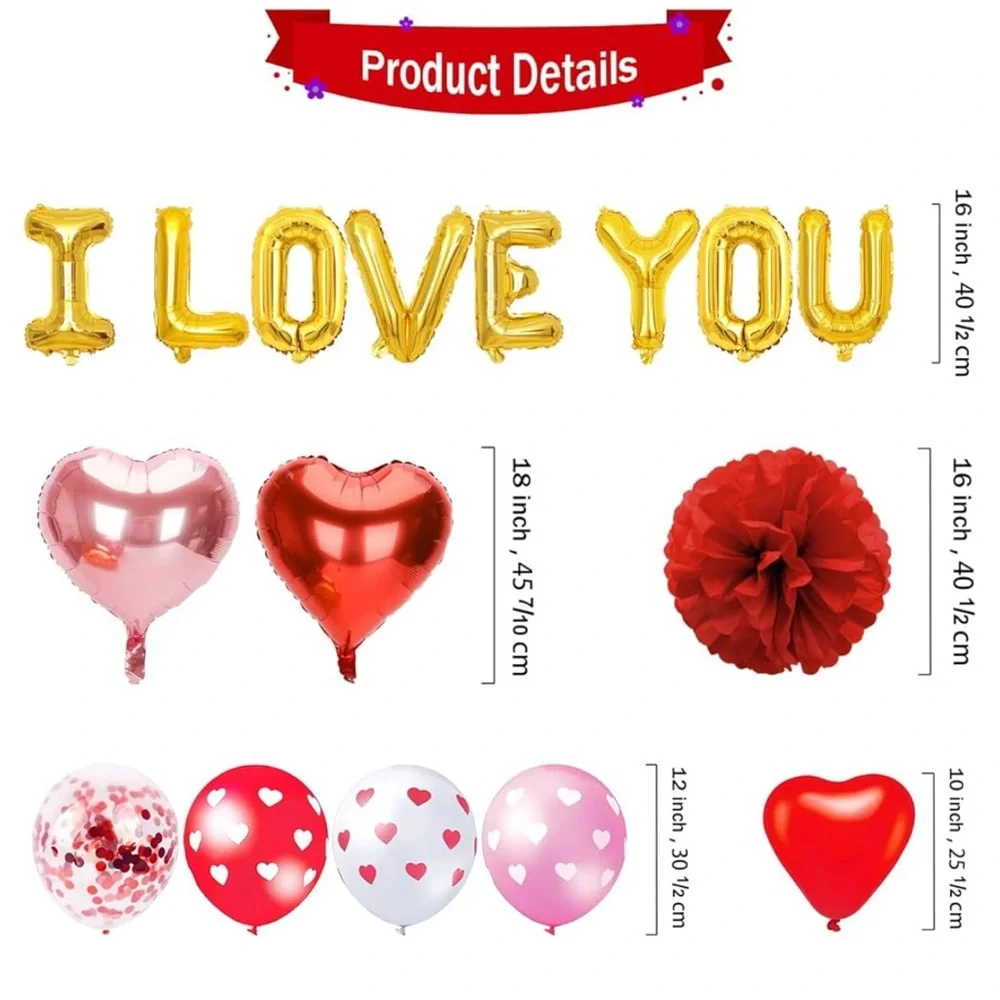 Valentines Day Decorations Kit, I Love You Balloons Decorations Indoor